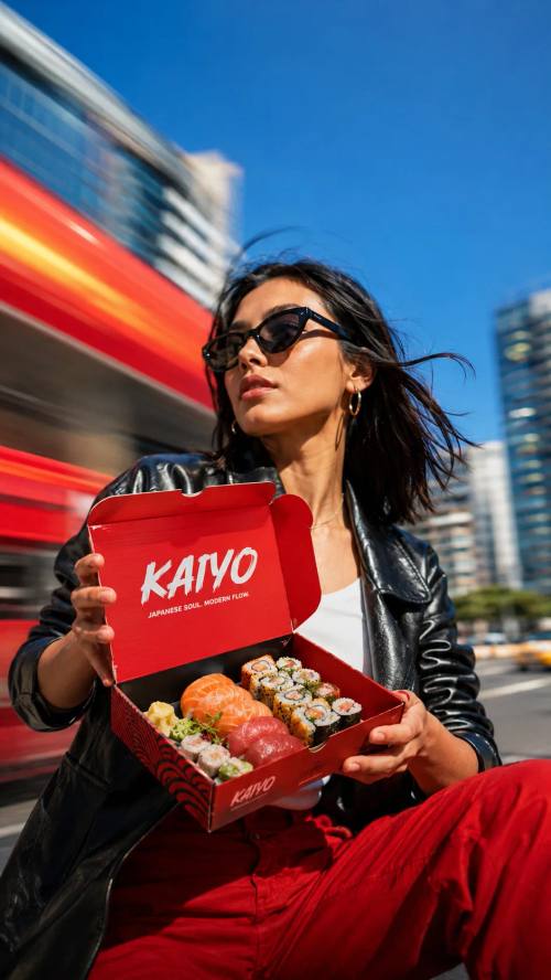 Sushi-Verpackung mit Logo